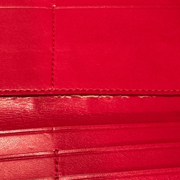 Coach Cherry Red and Gold Soft Leather Trifold - Picture 8 of 16